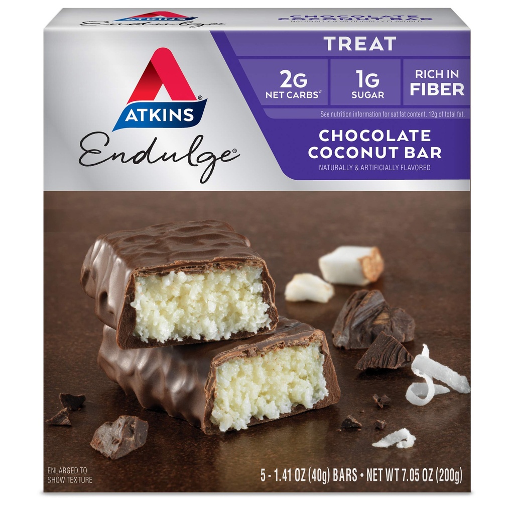 Atkins Endulge Cocolate Coconut Bar, Dessert Favorite, High in Fiber, 1g Cukor, 5 g
