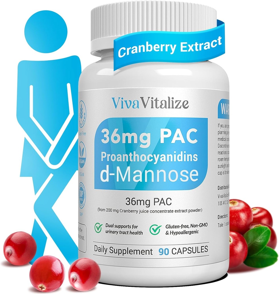 5 v 1 brusnice doplnok pre ženy, 36 mg PAC 100% Rozpustný D-manóza púpava bylina Mulberry Uva Ursi Leaf Natural Urinary Tract Health Support, brusnicové pilulky UTI Prevention 90 Caps