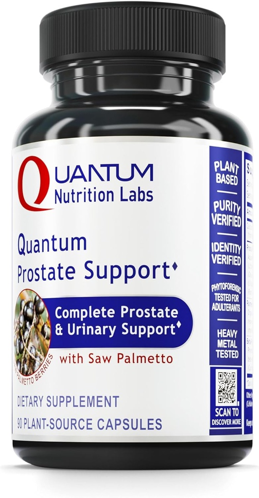 Quantum Nutrition Labs Prostate Support - Prostate Doplnky pre mužov, Prostate Health Formule, Natural Supplement with Organic Saw Palmetto - 90 Vegetariánske kapsule