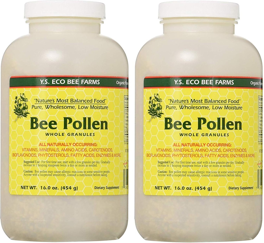 Včelí peľ - nízka vlhkosť Celé Granulars YS Eco Bee Farmy 16 oz Granular (2 balenia)