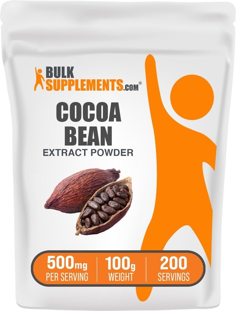 BulkSupplementments.com Kakaové fazuľový extrakt prášok - kakaový doplnok - nesladené, vegánske a bezlepkové, 500 mg na servírovanie, 100g (3,5 oz) (balenie 1)