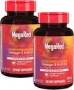MegaRed 350mg Omega 3 Supplement with EPA/DHA, Astaxanthin & Phospholipids, No Fish Oil Aftertaste Supports Heart, Brain, Joint and Eye Health, 120 Count Softgels (2 Pack)