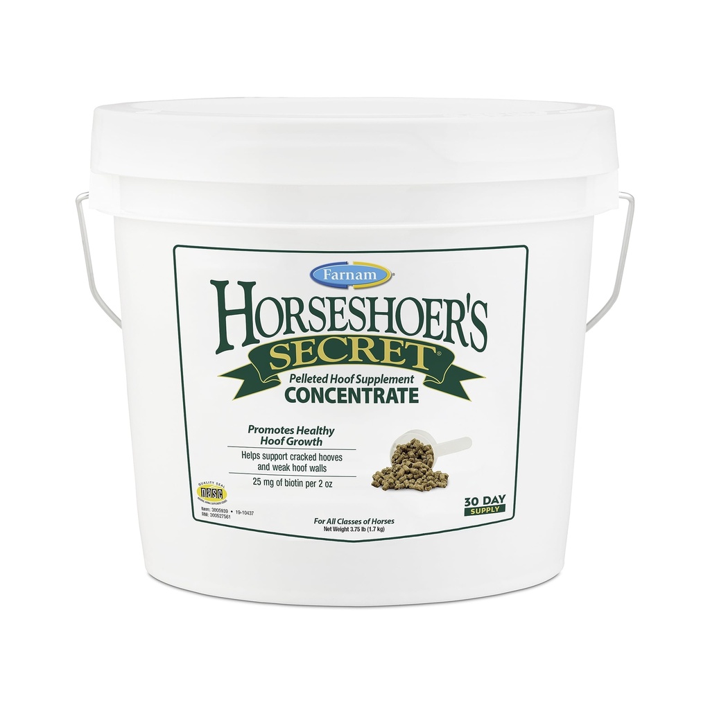 Farnam Horseshoer's Secret Pelleted Hoof Supplements Concentrat, Ekonomická formula s 25 mg. biotínu na 2 oz. servírovanie, 3,75 litra, 30-dňová dodávka