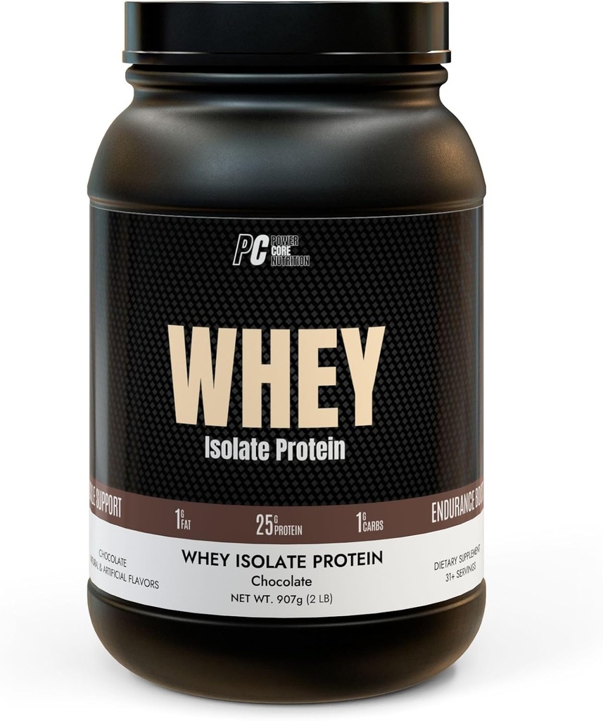 PowerCore Nutrition Srvátková izolovaná bielkovina - nízky obsah tuku, ľahké zmesi - 25 g proteínu na porciu - čokoládová príchuť, non-GMO, svalová obnova a Lean Gains Supplement (2 lb)