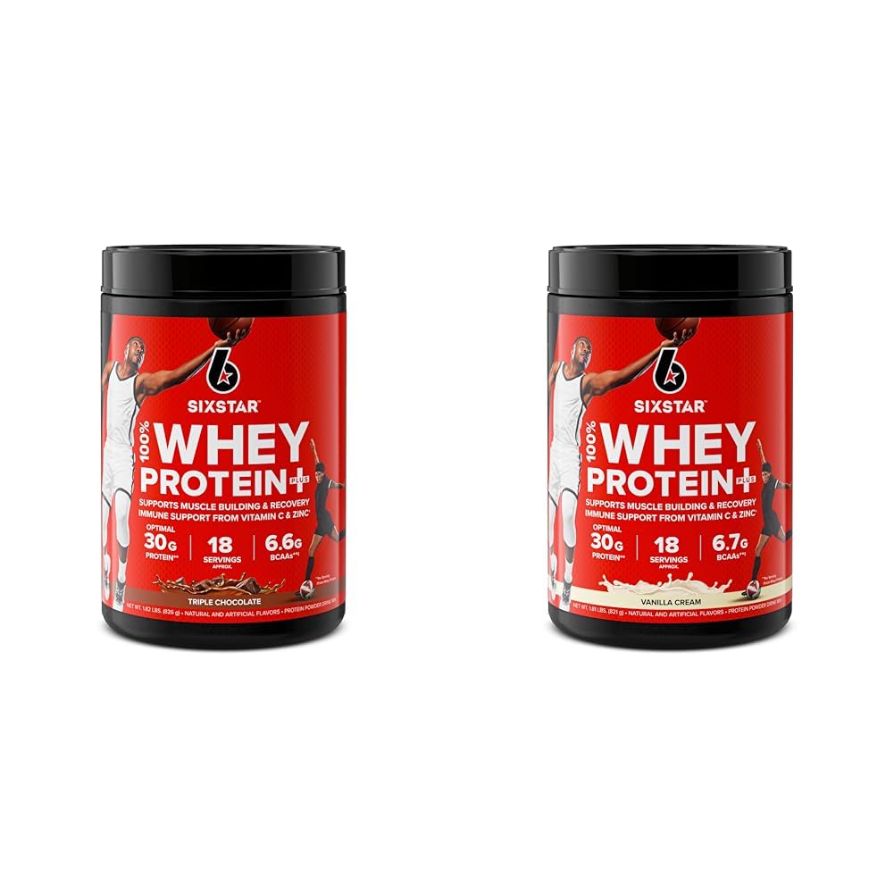Six Star Elite Series 100% Srvátkový proteín Plus Trojitá čokoláda 1,8lbs US & Elite Series 100% Srvátkový proteín Plus Vanilkový krém 1,8lbs US
