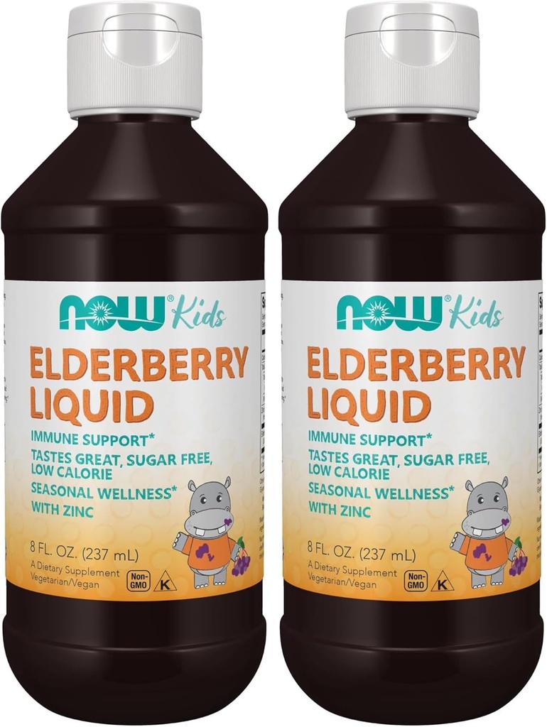 Teraz doplnky, Liquid Elderberry pre deti so zinkom a Astragalus, Immune support*, 8-Ounce, balenie máj Vary (pack of 2)