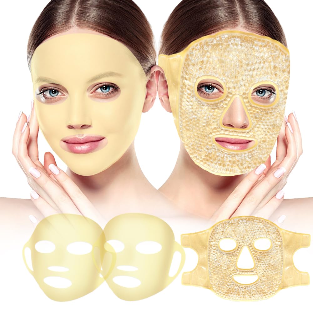 Face Ice Pack a 2 Balíčky Silikónová tvár Maska Kryt, plná tvár mrazené masky horúca studená tvár Kompresia Reusable starostlivosť o pleť Set pre ženy pre opuchy Opuch úľava Kúpele Essentials