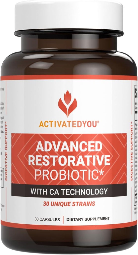 ACTIVATEDYOU Advanced Restorianative Probiotic for Daily Use- 30 kmeň Tráviace Gut zdravie a imunitné funkcie Support- Acidophilus Supplement for Radiant- Looking Skin (30 Kapsule)