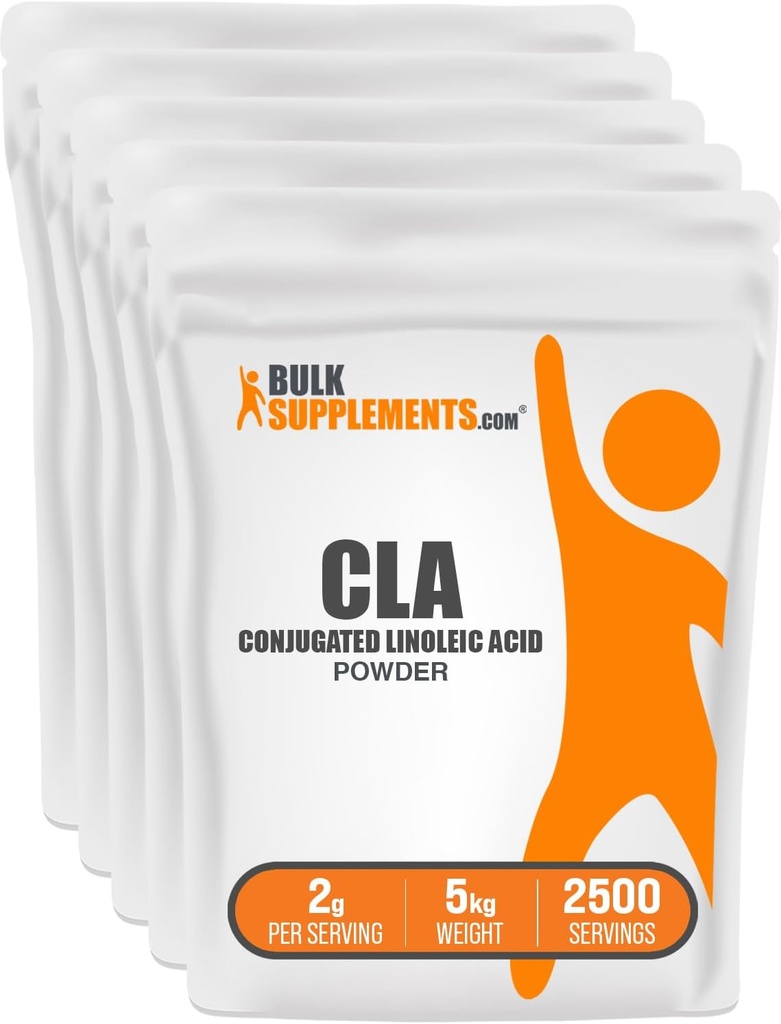 BulkSupplementments.com Konjugovaný prášok kyseliny linolovej - CLA doplnok, Nutritional Supplement - bezlepok, 2g na obsluhu, 1kg (2,2 lbs) (pack of 5)