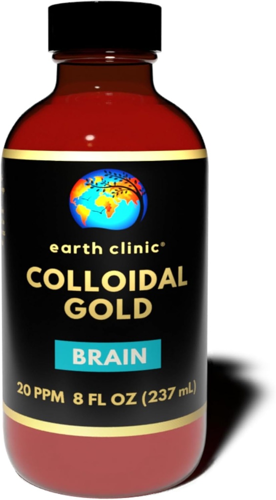 Earth Clinic ® Koloidné zlato 20 ppm, 8 oz (237 ml) - Prírodná podpora mozgu a kognitívna funkčná pomoc