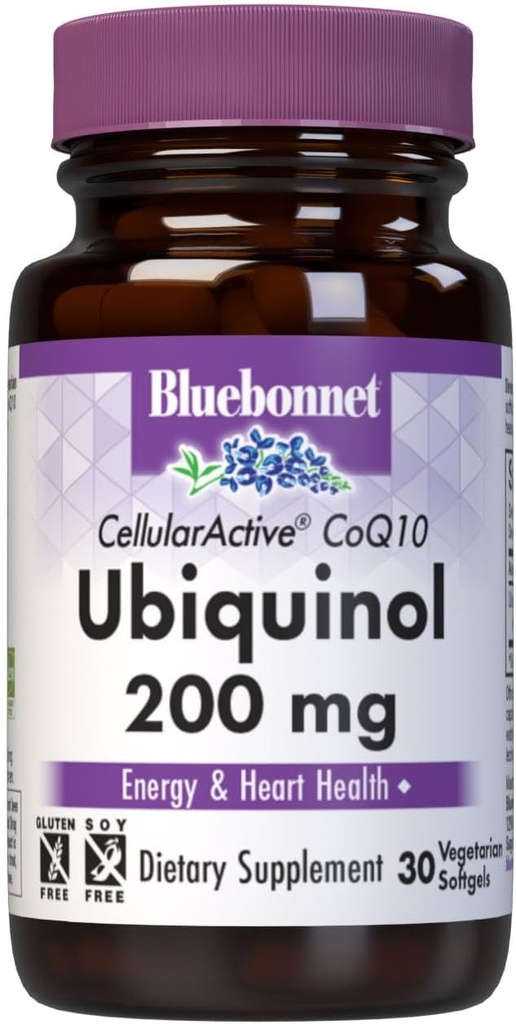 Bluebonnet Nutrition Active CoQ10 Ubichinol 200mg Vegetarian Softgels, Heart & Cellular Health from Kaneka, Non GMO, Gluten, Soy & Milk Free, White, 30