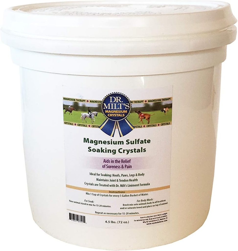 Dr. Milt's Horse Epsom Salt Magnézium Sulfate Crystals Infunded s Arnica: kopytá a telo namočiť pre úľavu a zotavenie. 1-4,5 libra