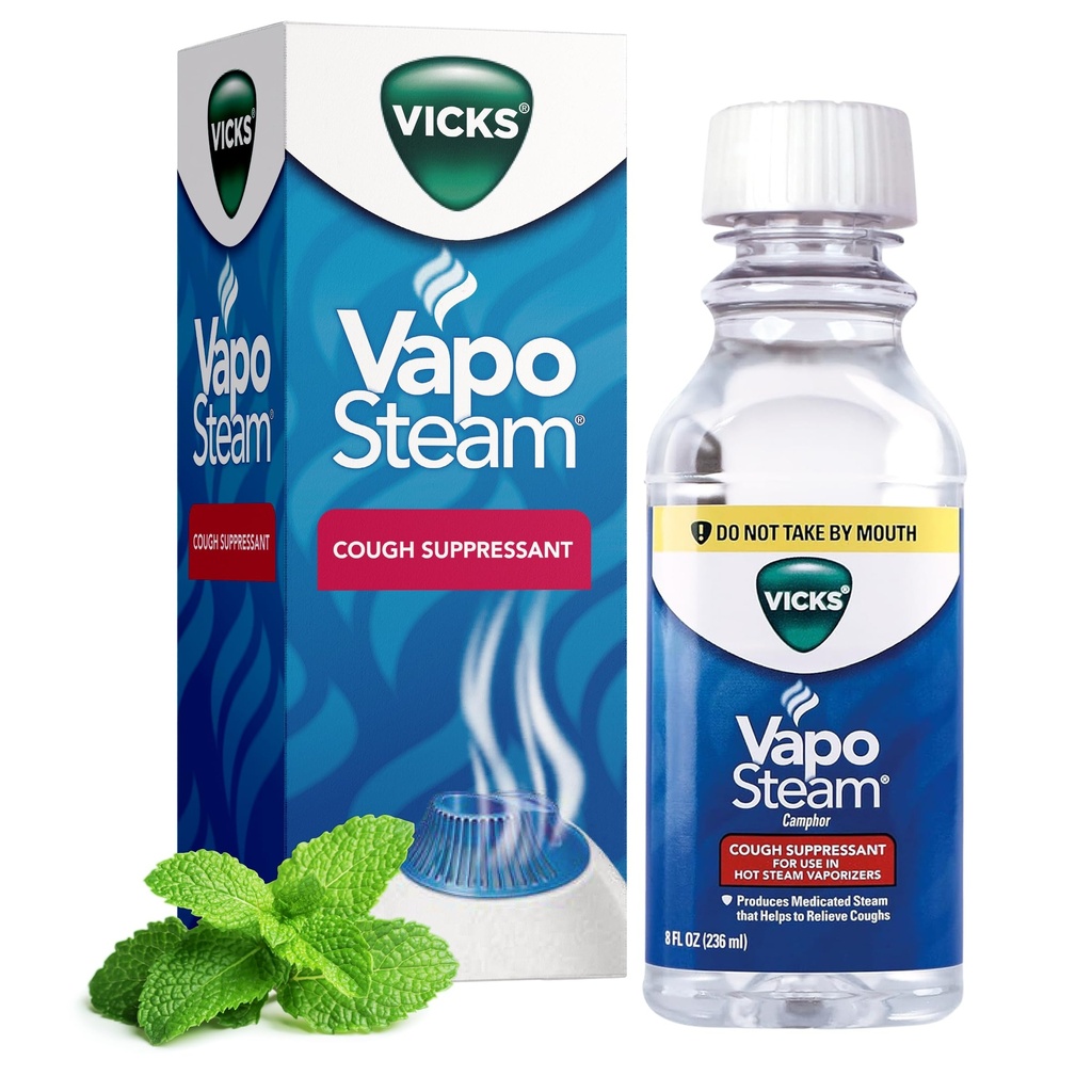 Vicks VapoSteam Medied Liquid s gáforom, protikašľom, pomáha uľaviť Kašeľ, na použitie u Vicks Vaporizers a zvlhčovače, 8 Oz