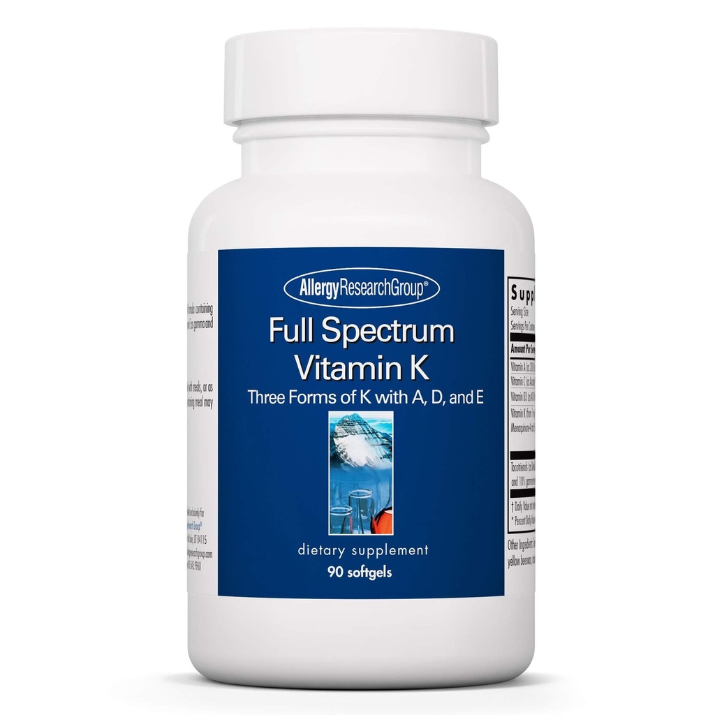 Skupina pre výskum alergie s plným spektrom vitamín K - vitamín K1 a K2, vitamín K komplex, MK-4, MK-7, vitamín D3, vitamín A - 90