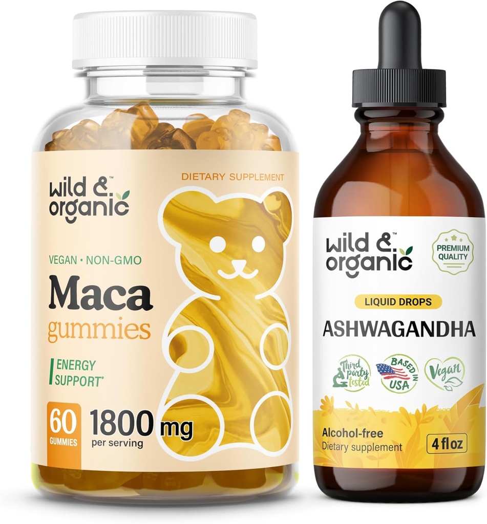 Wild & Organic Maca Root Gummies & Ashwagandha Tinture 4 fl oz