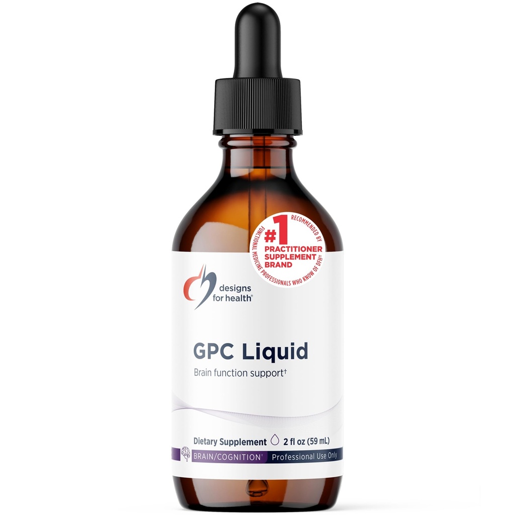 Designs for Health GPC Liquid Drops - 600mg Soy Free Alpha Glycerofosfocholín Supplement, Non-GMO GPC Cholín zo slnečnice Lecithin - podporuje zdravú funkciu mozgu (30 Servings / 2oz)