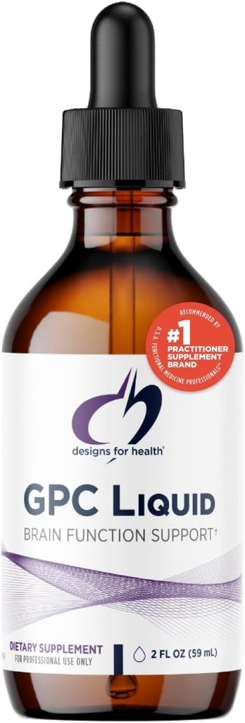 Designs for Health GPC Liquid Drops - 600mg Soy Free Alpha Glycerofosfocholín Supplement, Non-GMO GPC Cholín zo slnečnice Lecithin - podporuje zdravú funkciu mozgu (30 Služobné / 2oz)