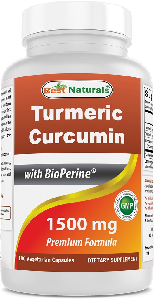 Najlepšie prírodné Turmeric Curcumin 1500mg/Serving s Bioperine - 180Veggie Kapsule