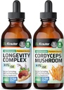 BIO KRAUTER Longevity Mushrom Tincture 4 Fl. Oz. & Cordyceps Mushrom Tincture 4 Fl. Oz.