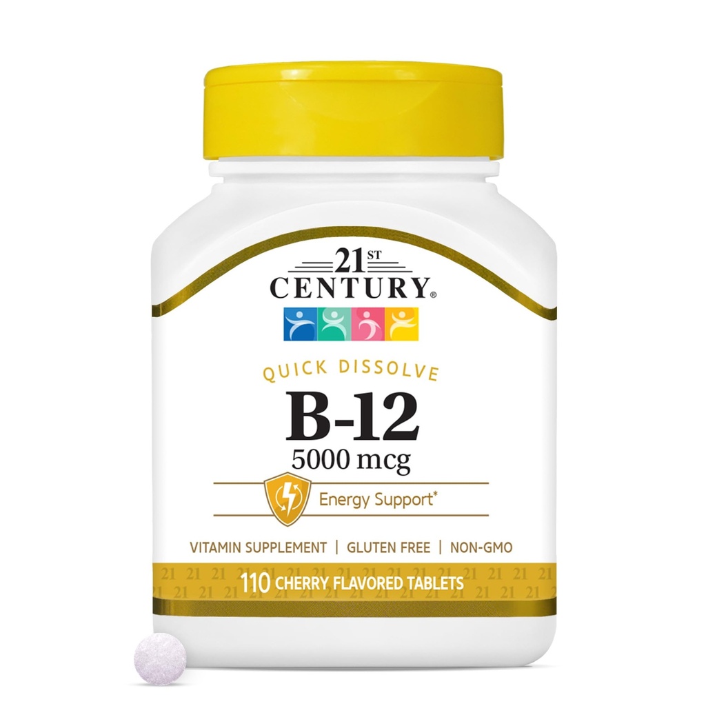 21st Century B-12 5000 mcg, 110 Cherry Ochutené sublingválne tablety, 110 gróf
