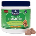 Origin Labs Alergia a Imunitná podpora Supplement, Omega 3 Rybí olej, Včela Pollen, Colostrum, Probiotiká, Prebiotiká pre zdravie Gut, Skin and Coat Health, Antioxidants, Turkey Flavor, 90 Soft Chews