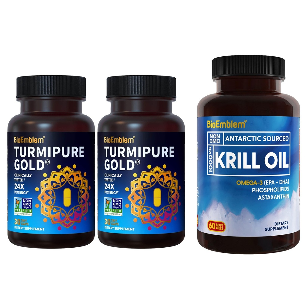 BioEmblem Turmeric Curcumin s klinicky študoval TurmiPure Antarktída kril olej doplnok