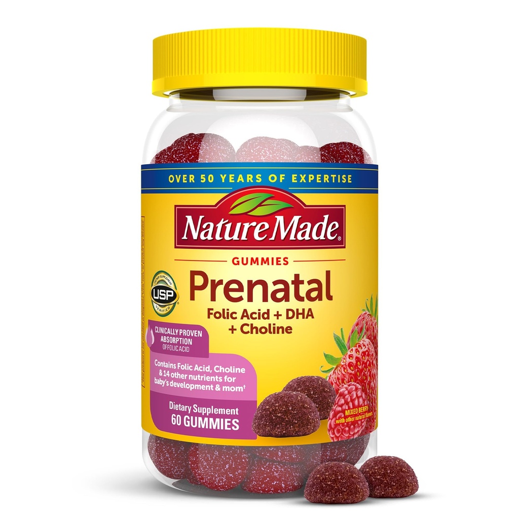 Prírodné prenatálne guličky s DHA a kyselinou listovou, prenatálne vitamíny a minerály doplnok pre každodennú nutričnú podporu, 60 guličiek, 30 dní dodávky
