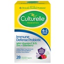 Culturele Immune Defense Daily Probiotic for Women & Men - 28 gróf, Zmiešané Berry Chewables so 4-in-1 Immune Support. Probiotický vitamín C, vitamín D a zinok Plus baza