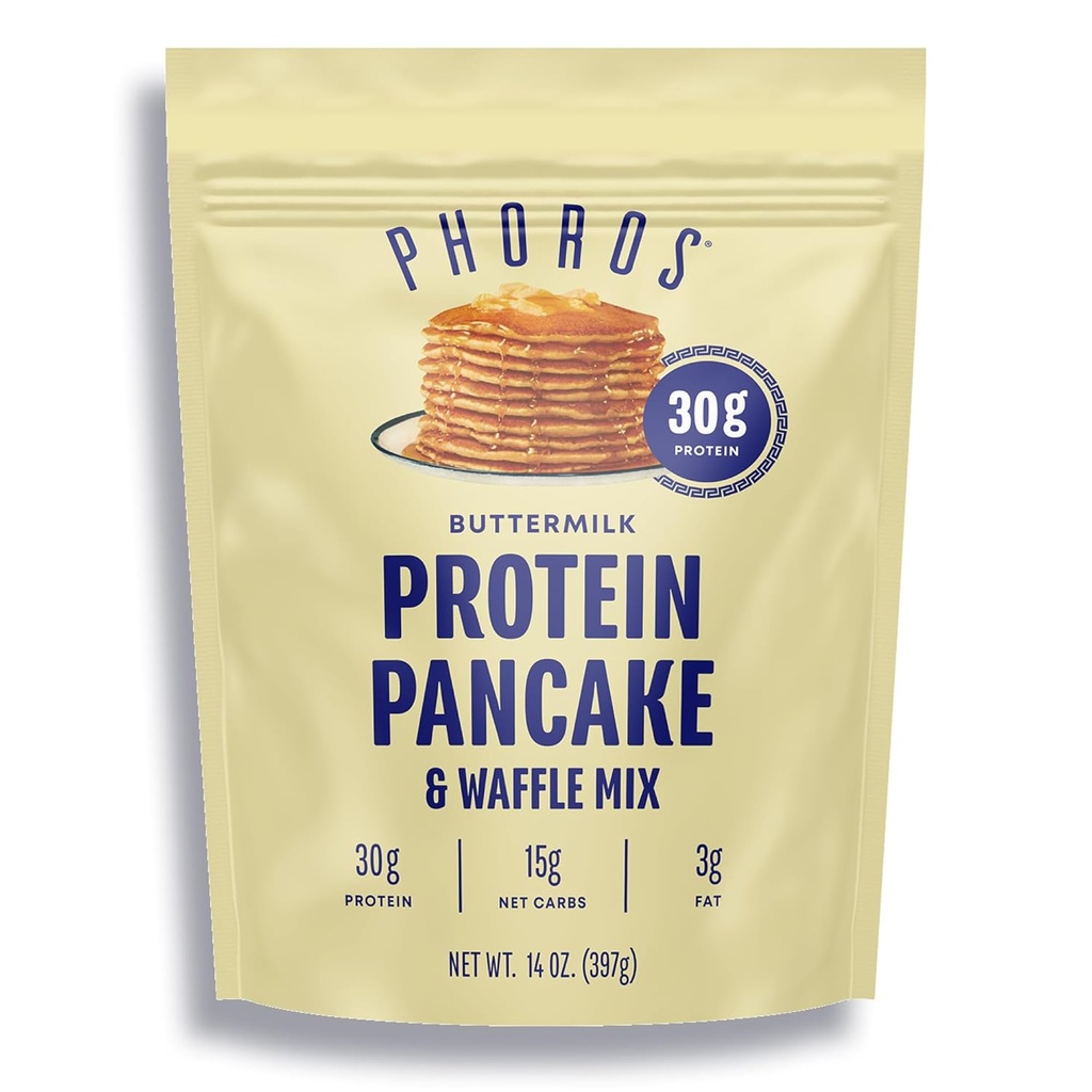 Bielkovinové palacinky Mix a Protein Waffle Mix by Phoros Nutrition, 30g Bielkoviny, Nízky Carb, Vysoká Proteín, Keto-Priemyselne, Srvátkový proteín, Ovos z celého zrna, Celé pšeničné palacinky, Stačí pridať vodu (mlieko)