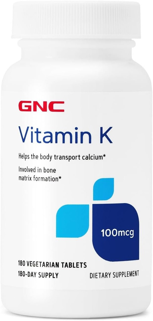 GNC Vitamín K 100mcg, 180 tabliet, pomáha Telo Transportná vápnik