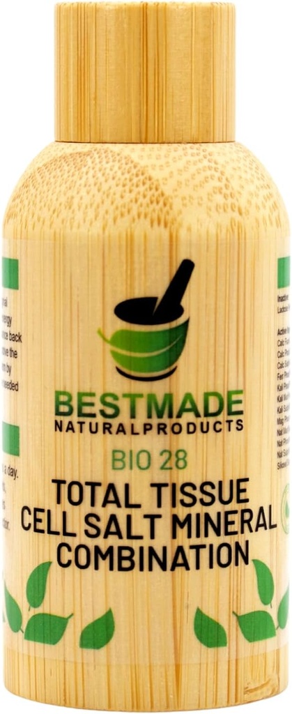 Bestmade Total Tissue Cell Salt Mineral Combination BIO28 - Pomáha Vášmu telu Absorbovať a používať živiny, zvyšuje hladinu energie, pomáha zlepšiť spánkové vzory, celkové zdravie a vitalita, 350 Pelety