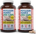 Yerba Prima Psyllium Husks Veg Caps, 400 Kapsule (625 mg) (Stock of 2) - Vegan, Non-GMO, Gluten Free, Colon Cleanser, Daily Fiber Supplement for Gut Health & Regularity