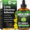 Mullein kvapky pre pľúca, 3-v-1 Mullein Leaf extrakt pre pľúca zdravie, bylinné respiračné pľúca zdravotné doplnok, podpora imunitné a tráviace wellness, cukor a alkohol-free - 2 FL OZ