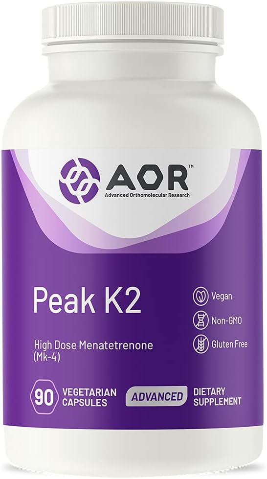 AOR, Peak K2, podporuje kosť a kardiovaskulárne zdravie a normálne zrážanie krvi, Dietary Supplement, 90 porcií (90 kapsúl)