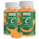 YumVs vitamín C Gumies pre dospelých - 250 mg pomarančovo ochuteného vitamínu C Gummy - vitamín C žuvacie imunitné tampóny pre dospelých - Imunitná podpora doplnkov - Kosher, Halal, bez lepidla (200 g), 2 balenia