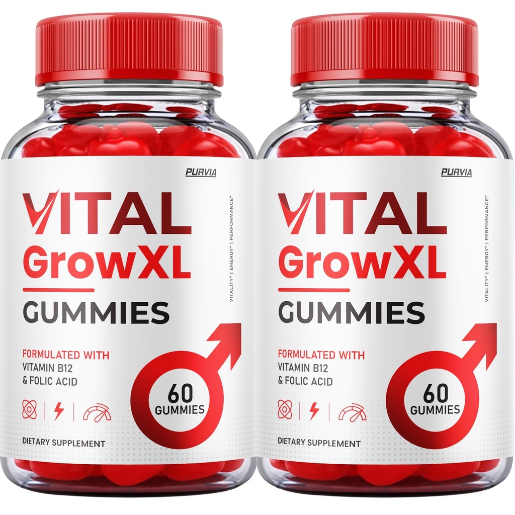 (2 balenie) Vital Grow XL Gummies - Oficiálna formula - Vial Grow XL Advanced Strength Formula, Vital Grow XL Recenzie, Celková podpora zdravia 1000mg Maximálna sila Wellness Supplement (120 Gummies)