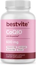 Koenzým CoQ10 600 mg v kapsule s Bioperine (60 Vegetariánske kapsuly) Prirodzene fermentované - bez oxidu titánového - bez výplne - bez stearov - Vegan - bez lepidla - Non GMO