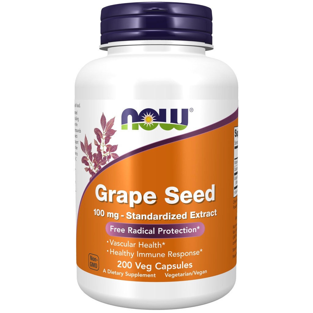 TERAZ Foods Supplements, Grape Seed 100 mg - Štandardizovaný extrakt, vysoko koncentrovaný extrakt s minimálne 90% polyfenolov, s vitamínom C, 200 Veg Kapsule