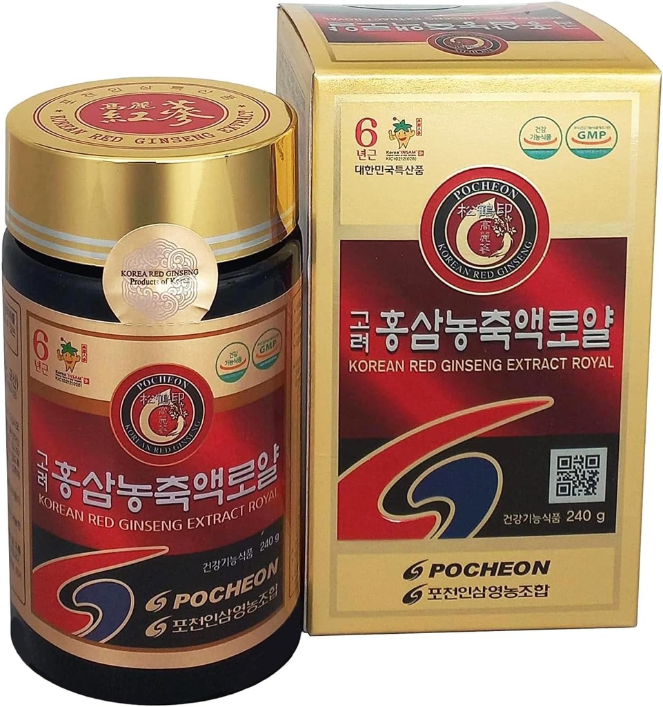 Pocheon 240g (8.5oz), 100% Pure Korean 6Roky Root Panax Red Ginseng Extract Royal, 70% Solid State, Saponin, Natural Immune Support