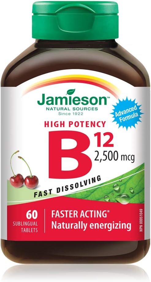 Jamieson Vitamín B12 2500 mcg (METYLKOBALAMÍN), 60 sublingválnych tabliet