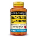MASON prírodný horčík a vitamín D3 s kurkumou, 60-dňový diétny doplnok s 500 mg horčíka, 3000 IU vitamínu D3 a 150 mg kurkuma