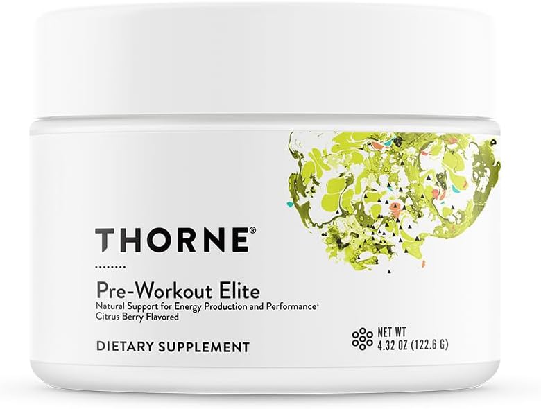 THORNE - Pre-Workout Elite - Natural Support for Energy Production and Performance* - Citrus Berry Ochutený - NSF Certified for Sport - 4.32 Oz - 24 Servings