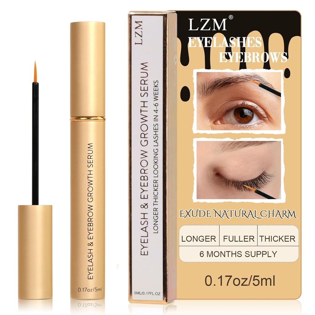 LZM sérum pre rast rias a hrúbku, zvýšenie obočia, Advanced Formula pre dlhšie, plnšie a hrubšie vyzerajúce prírodné Lashes, 1 Fl Oz