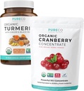 Kurkuma a brusnica prášok (3-Mesiac napájanie) Berry Turmeric Bundle of Organic Turmeric Curcumin with Black Pepper & Ginger (120 Caps) & Organic Cranberry Concentration Powder Extract (100 Scoop)