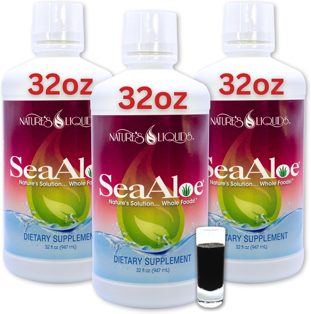 Prírodné kvapaliny Aloe Vera Juice Oceanic Elixir - Proprietárna Botanická zmes pre štítnu žľazu, zadusenie a imunitnú podporu, 32oz (Stock of 3)