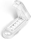 DUBSTAR Pilulka Cutter Splitter pre malé a drobné pilulky, viacnásobné pilulky pre malé alebo veľké pilulky, nastaviteľné pilulky splitter s Centering Device a čepele Guard pre viac tabliet (Clear White)