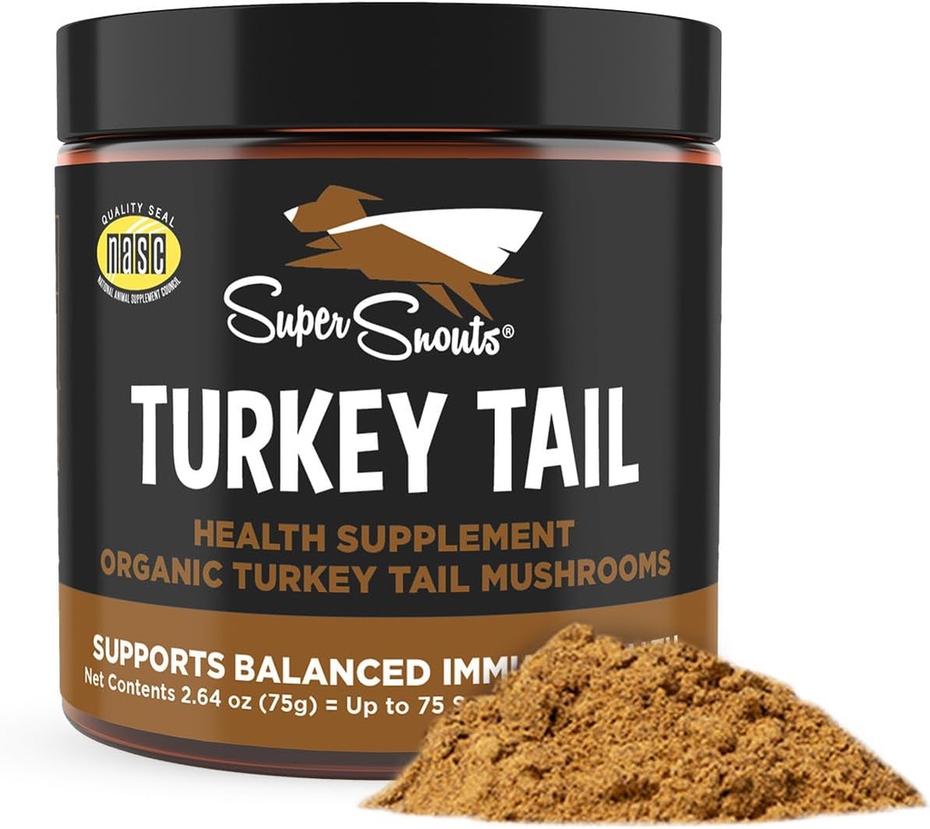 Super Snouts Turecko chvostové huby doplnok prášok pre psy a mačky (2,64 oz) - Organické, Made in USA Antioxidant a zápal Podpora, Immune Support