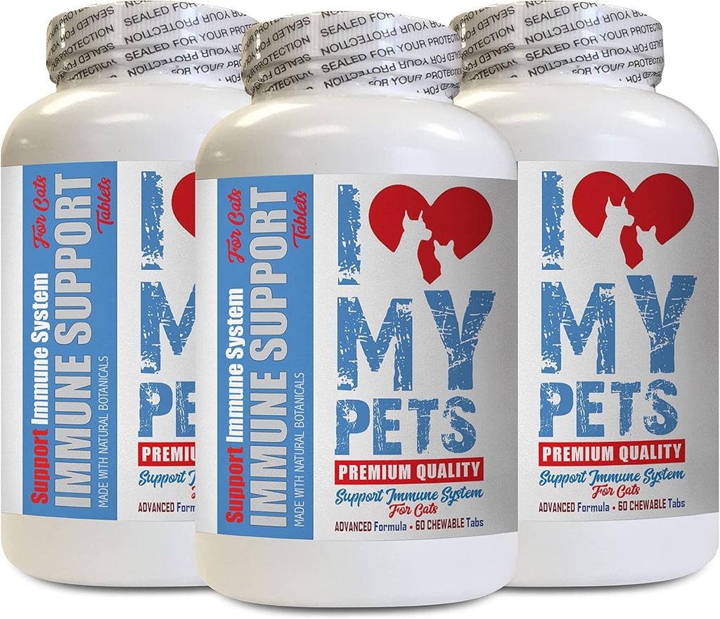 I LOVE MY PETS LLC Imunitný systém pre mačky - CAT Immune Support - Booster - Zdravý doplnok - mačka Alergické Chews - 180 Treats (3 fľaše)
