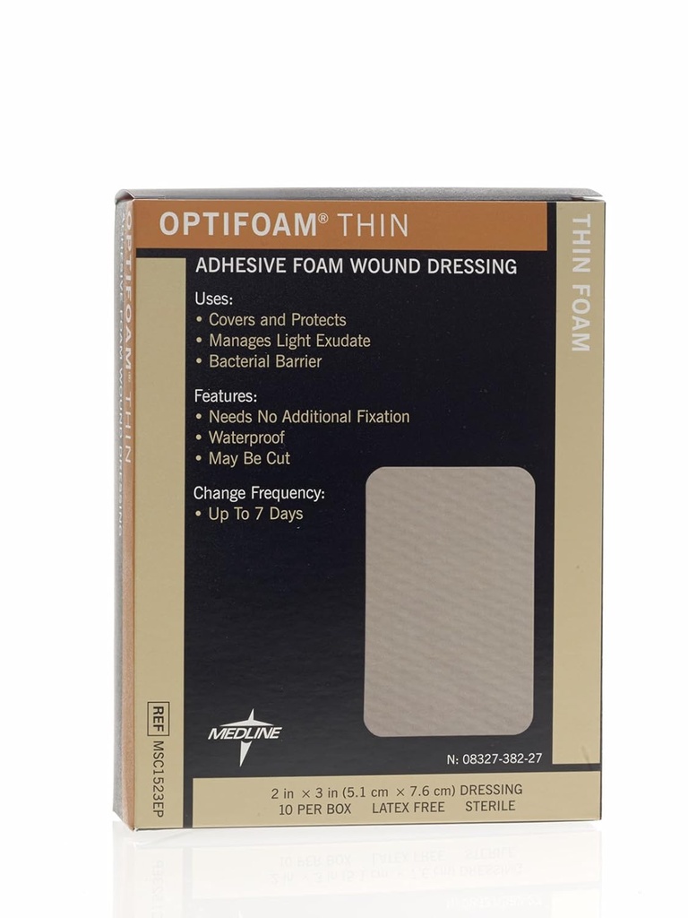 Medline Optifoam Tenké Lepidlá, 2" x 3" (Back of 10)
