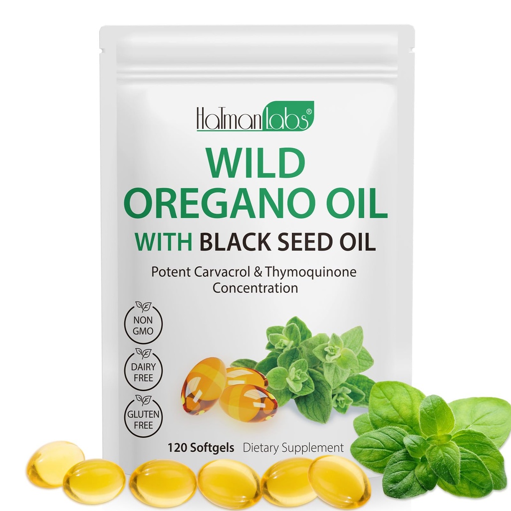 Olej z Oregano s olejom z čierneho semena, Organic Oregano Oil Softgels,Oregano Oil Capsuls Organic, non-GMO, Gluten Free,120